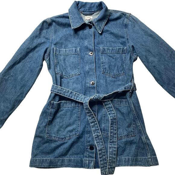 Aritzia Wilfred Free Port Belted Denim Jacket Medium Women's Cotton - Picture 2 of 6